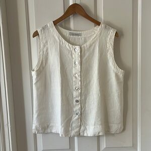 Cut Loose White Button Down Sleeveless Shirt
